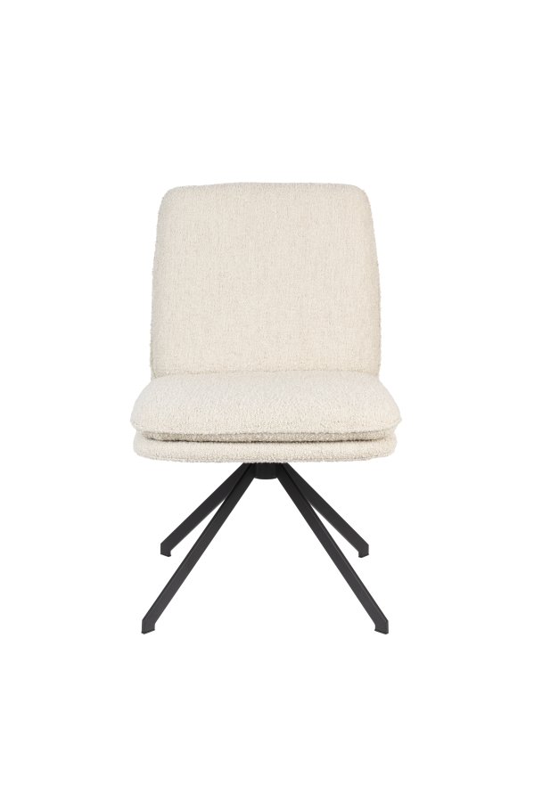 ZUIVER Tyler spisebordstol, m svingfunksjon - hvitt boucléstoff og sort stl