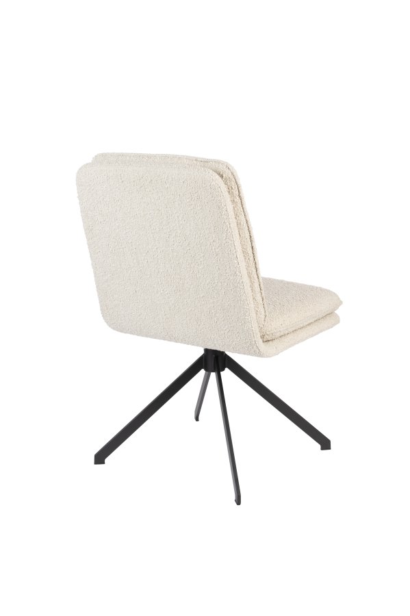 ZUIVER Tyler spisebordstol, m svingfunksjon - hvitt boucléstoff og sort stl