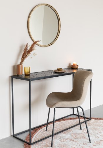 WHITE LABEL LIVING Junzo spisestuestol - taupe flyel og metall