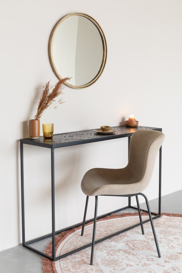 WHITE LABEL LIVING Junzo spisestuestol - taupe flyel og metall