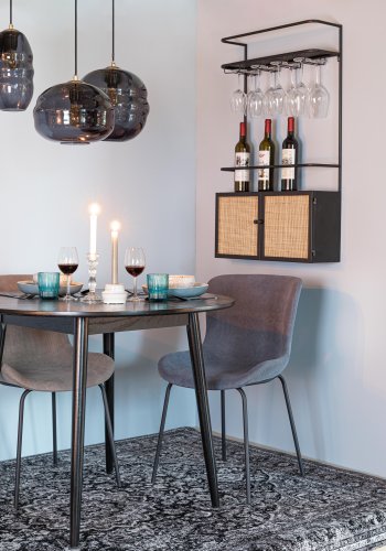 WHITE LABEL LIVING Junzo spisestuestol - bl flyel og metall