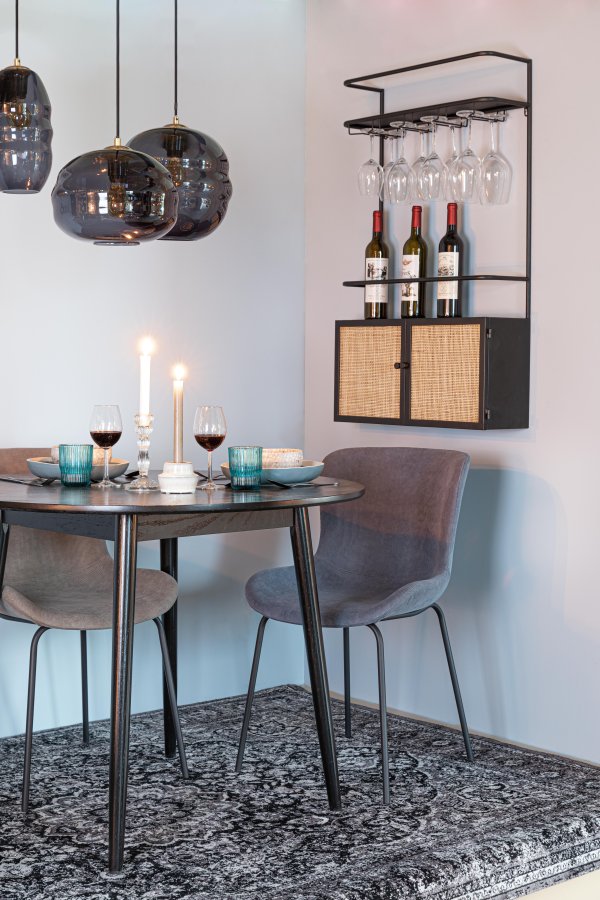 WHITE LABEL LIVING Junzo spisestuestol - bl flyel og metall