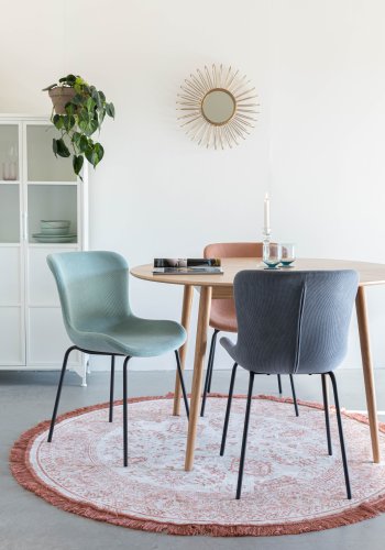 WHITE LABEL LIVING Junzo spisestuestol - bl flyel og metall