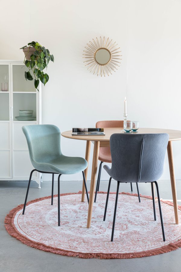 WHITE LABEL LIVING Junzo spisestuestol - bl flyel og metall