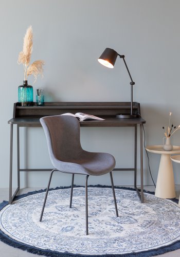 WHITE LABEL LIVING Junzo spisestuestol - bl flyel og metall