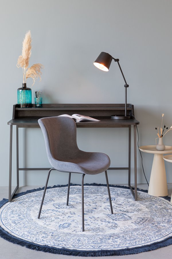 WHITE LABEL LIVING Junzo spisestuestol - bl flyel og metall