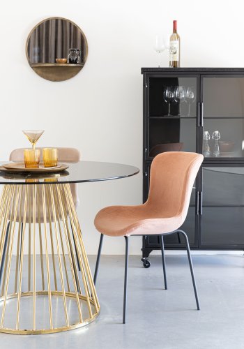 WHITE LABEL LIVING Junzo spisebordsstol - gammelrosa flyel og metall