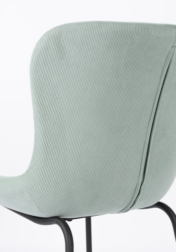 WHITE LABEL LIVING Junzo spisestol - lysegrnn flyel og metall