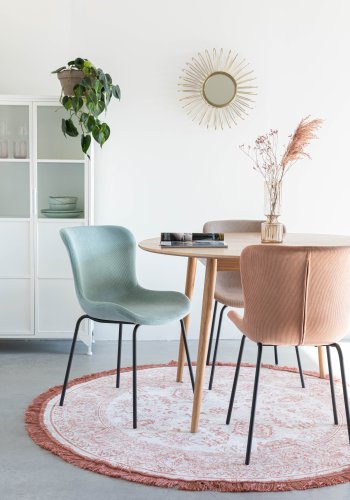 WHITE LABEL LIVING Junzo spisestol - lysegrnn flyel og metall