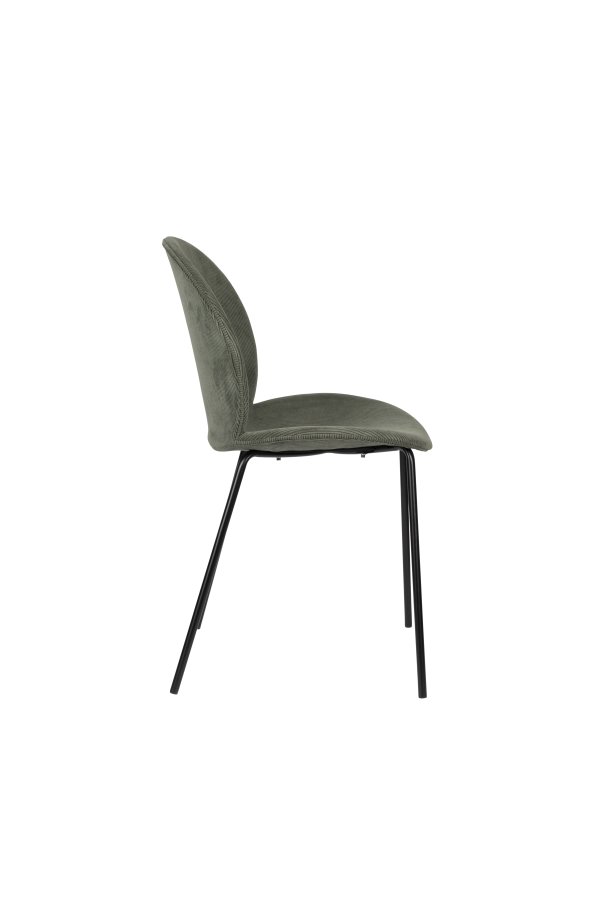 ZUIVER Bonnet spisestuestol - grnt flyelsstoff og svart metall