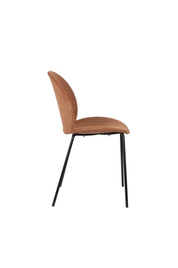 ZUIVER Bonnet spisestuestol - terrakotta flyelsstoff og svart metall