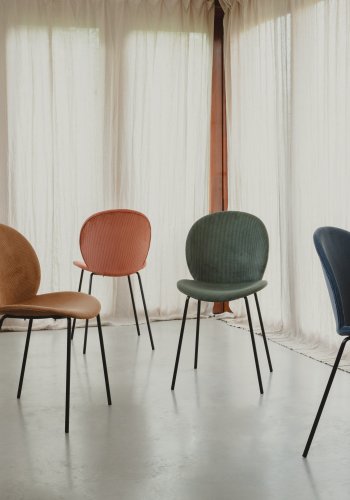 ZUIVER Bonnet spisestuestol - grbltt flyelsstoff og sort metall