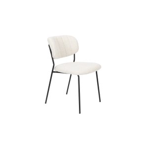 WHITE LABEL LIVING Jolien spisebordsstol - hvid bouclé og sort stl