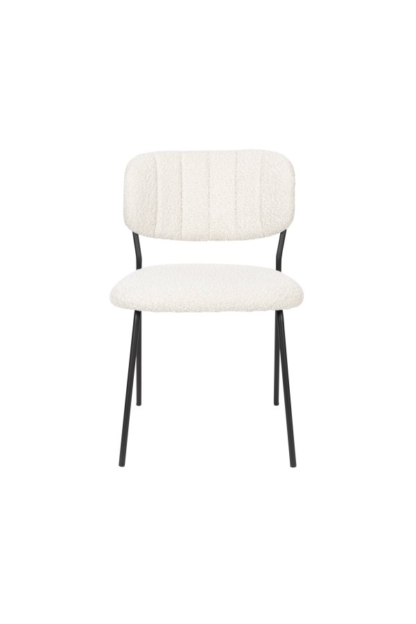 WHITE LABEL LIVING Jolien spisestuestol - hvit bouclé og sort stl