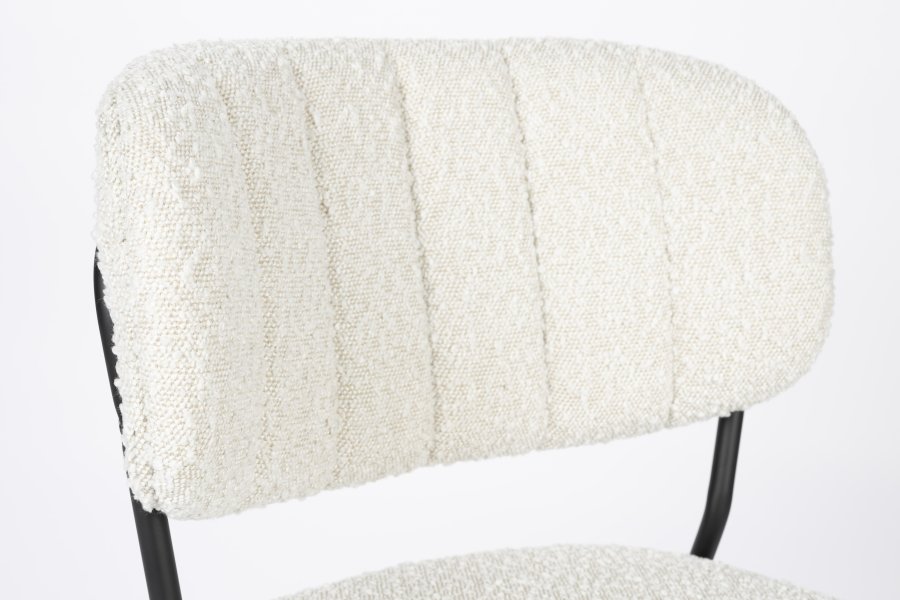 WHITE LABEL LIVING Jolien spisestuestol - hvit bouclé og sort stl