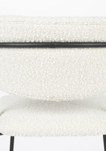 WHITE LABEL LIVING Jolien spisestuestol - hvit bouclé og sort stl