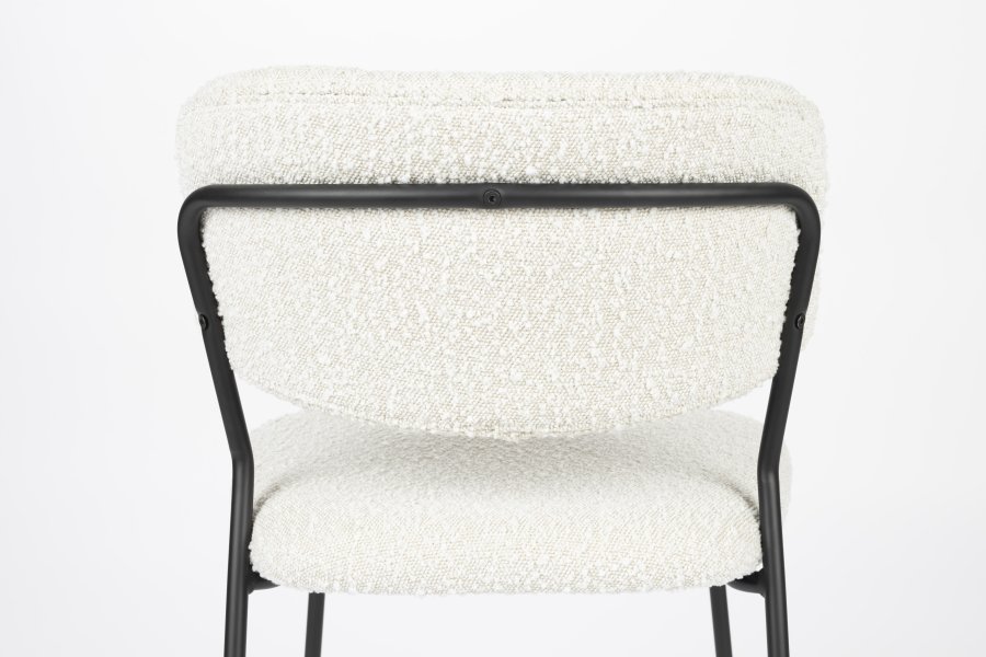 WHITE LABEL LIVING Jolien spisestuestol - hvit bouclé og sort stl