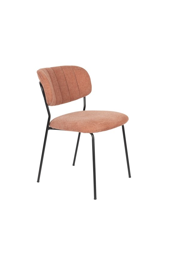 WHITE LABEL LIVING Jolien spisestuestol - rosa polyester og svart stl