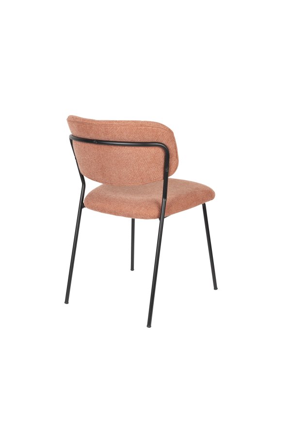 WHITE LABEL LIVING Jolien spisestuestol - rosa polyester og svart stl