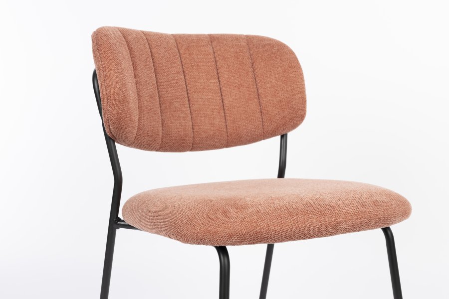 WHITE LABEL LIVING Jolien spisestuestol - rosa polyester og svart stl