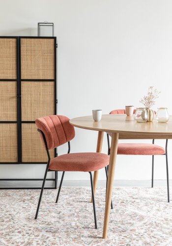 WHITE LABEL LIVING Jolien spisestuestol - rosa polyester og svart stl