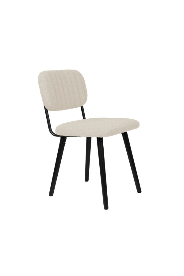 WHITE LABEL LIVING Jake spisestuestol - off-white bouclé og eik