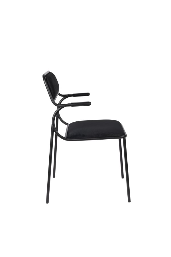 ZUIVER Alba lenestol, med armlener - svart flyel og sort metall