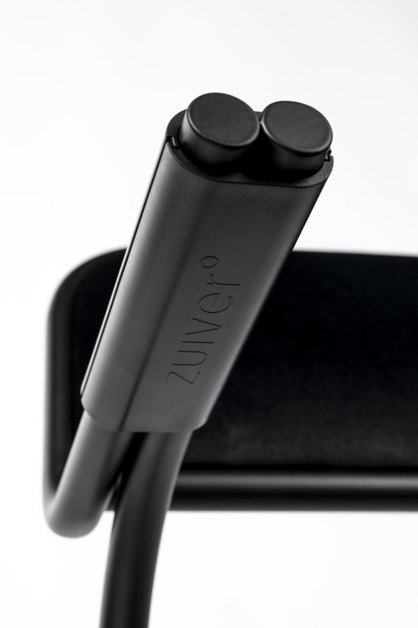 ZUIVER Alba lenestol, med armlener - svart flyel og sort metall