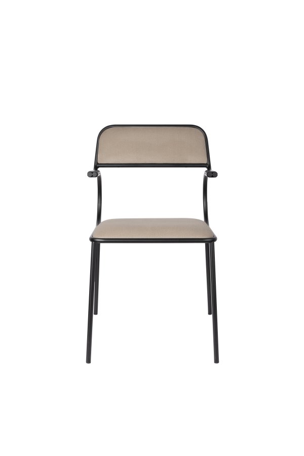 ZUIVER Alba lenestol, med armlener - beige flyel og sort metall