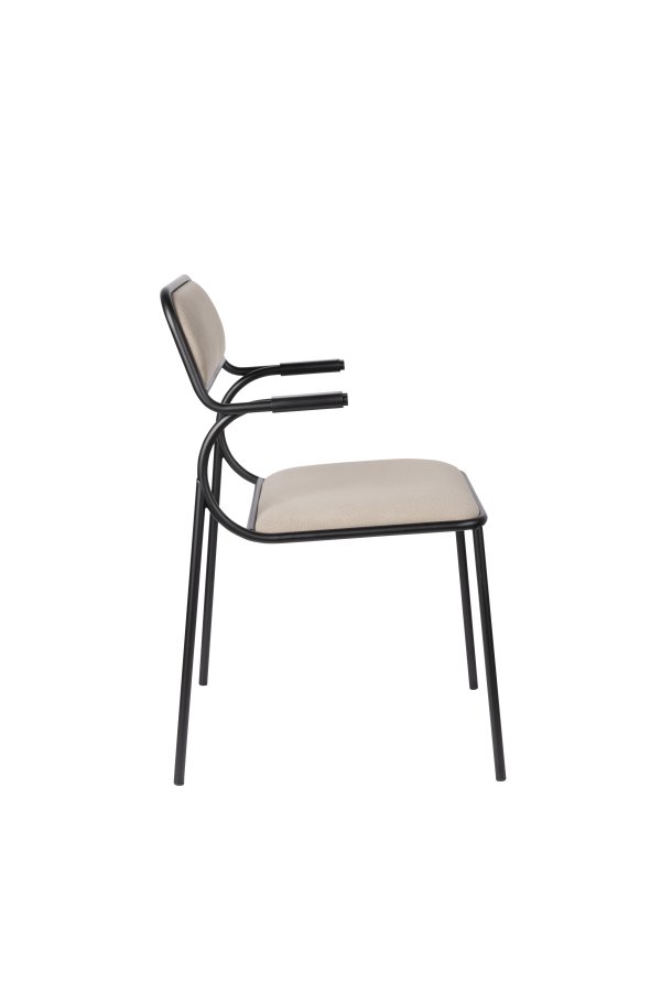 ZUIVER Alba lenestol, med armlener - beige flyel og sort metall