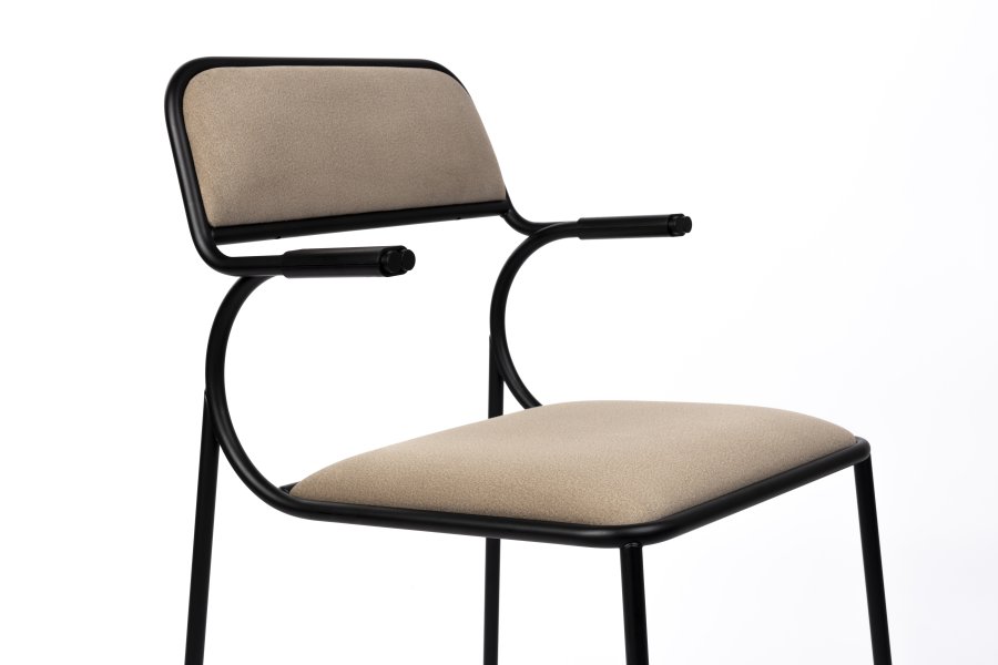 ZUIVER Alba lenestol, med armlener - beige flyel og sort metall
