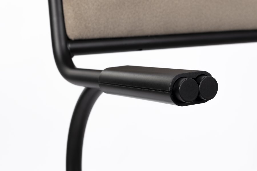 ZUIVER Alba lenestol, med armlener - beige flyel og sort metall