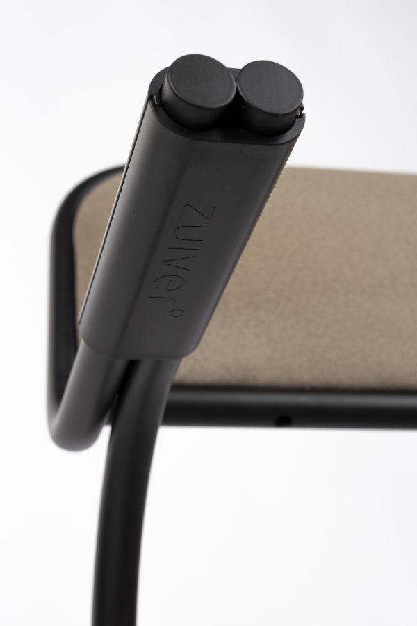 ZUIVER Alba lenestol, med armlener - beige flyel og sort metall