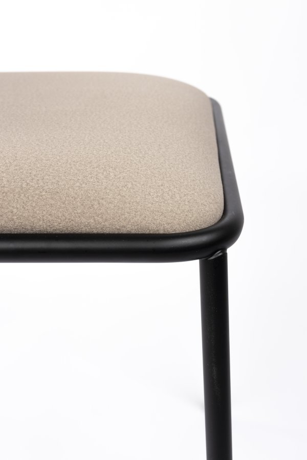 ZUIVER Alba lenestol, med armlener - beige flyel og sort metall