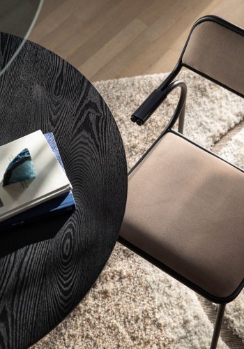 ZUIVER Alba lenestol, med armlener - beige flyel og sort metall