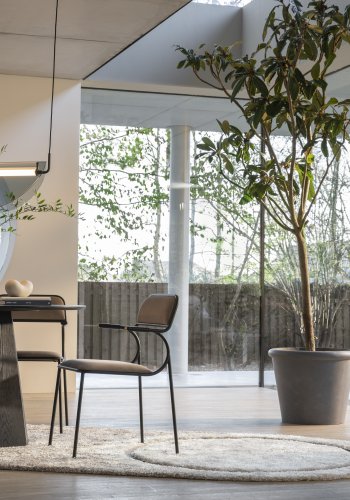 ZUIVER Alba lenestol, med armlener - beige flyel og sort metall