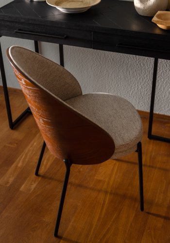 DUTCHBONE Rodin spisestuestol - gr polyester, asketrefiner og sort metall