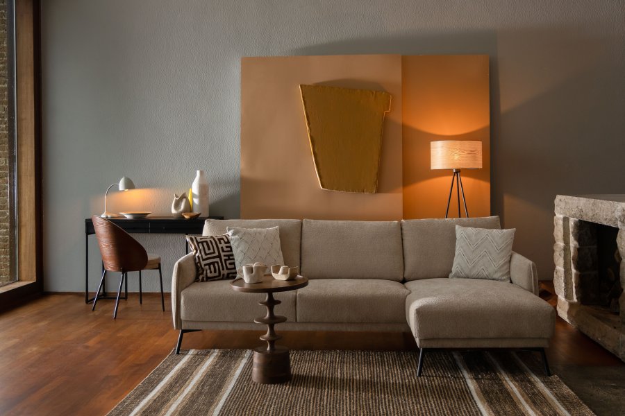 DUTCHBONE Rodin spisestuestol - gr polyester, asketrefiner og sort metall