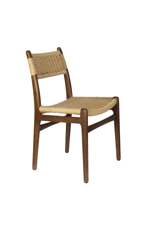 DUTCHBONE Cecile spisebordstol - naturlig papirsnor og brunt bketre