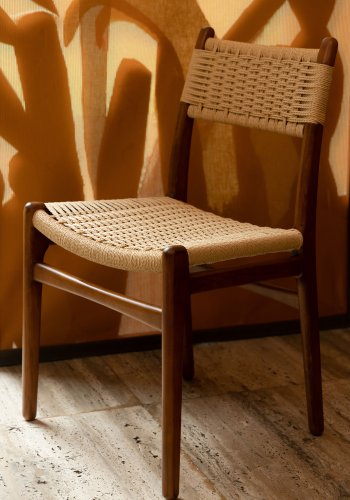 DUTCHBONE Cecile spisebordstol - naturlig papirsnor og brunt bketre