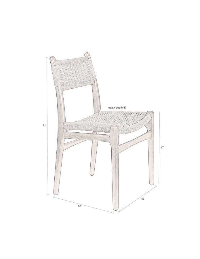 DUTCHBONE Cecile spisebordstol - naturlig papirsnor og brunt bketre