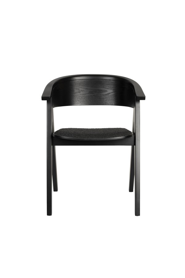 ZUIVER NDSM lenestol, m armlener - sort bouclé stoff og sort bketre/trefiner