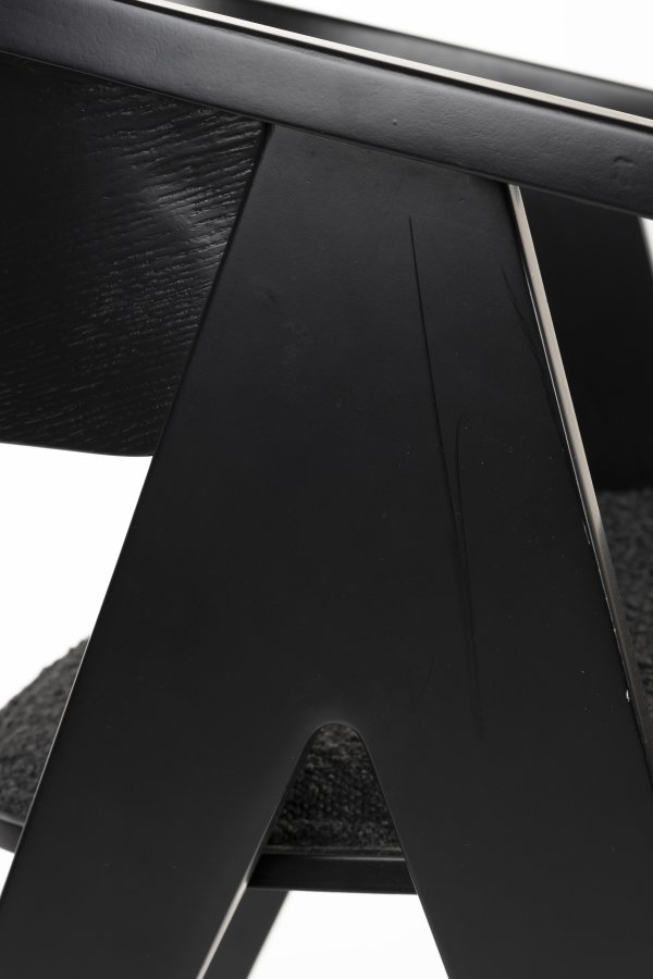 ZUIVER NDSM lenestol, m armlener - sort bouclé stoff og sort bketre/trefiner