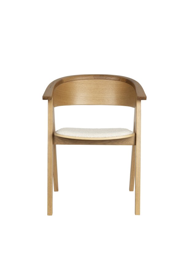 ZUIVER NDSM lenestol, med armlener - beige boucléstoff og naturlig eik