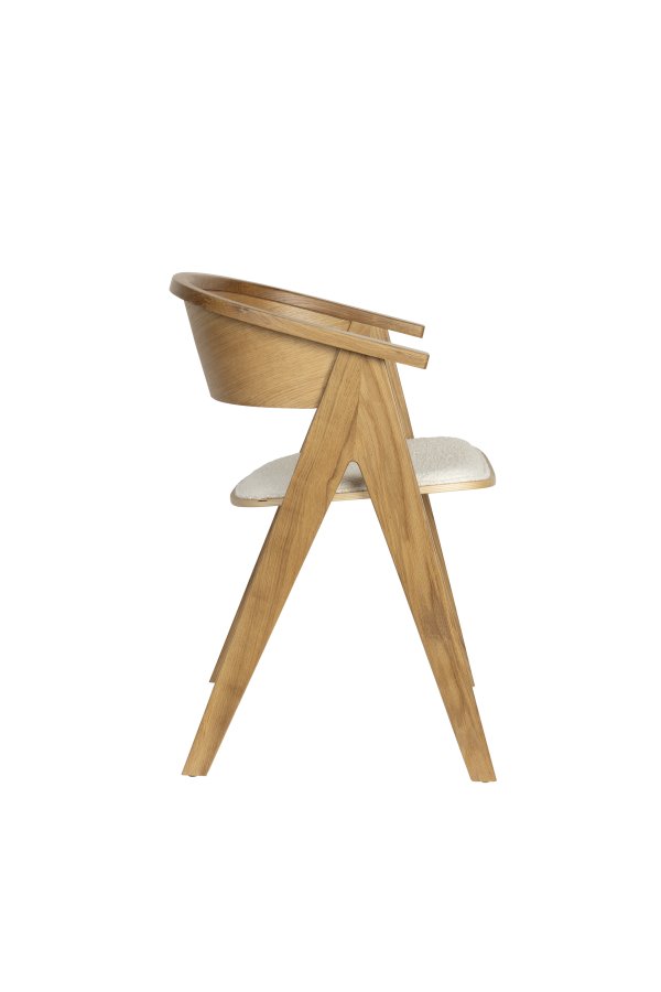 ZUIVER NDSM lenestol, med armlener - beige boucléstoff og naturlig eik