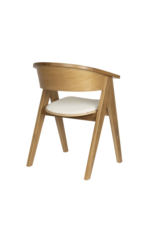 ZUIVER NDSM lenestol, med armlener - beige boucléstoff og naturlig eik