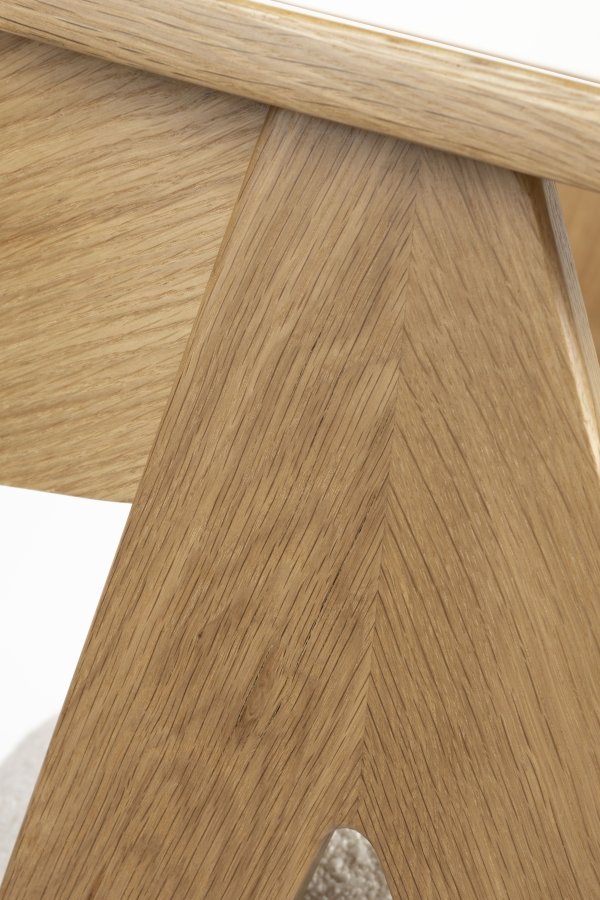 ZUIVER NDSM lenestol, med armlener - beige boucléstoff og naturlig eik