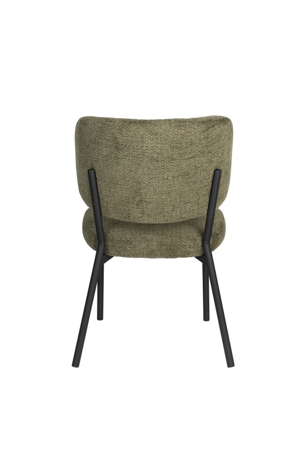 WHITE LABEL LIVING Sanne spisestol - grnn gr polyester og sort stl