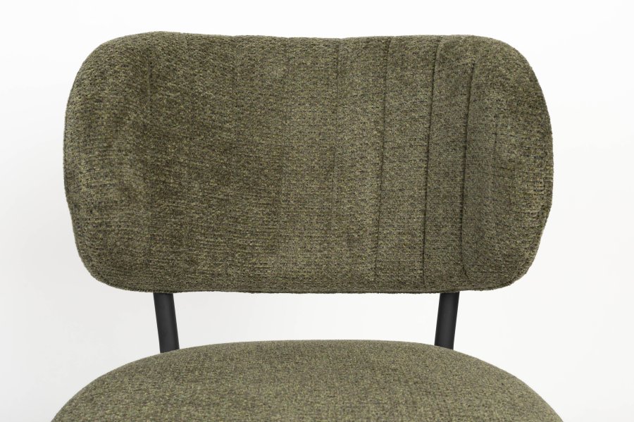 WHITE LABEL LIVING Sanne spisestol - grnn gr polyester og sort stl