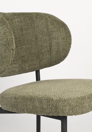 WHITE LABEL LIVING Sanne spisestol - grnn gr polyester og sort stl